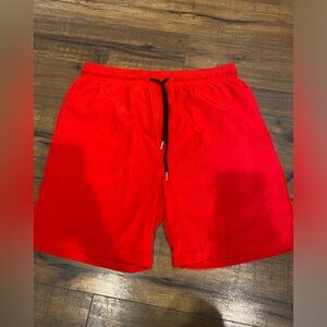 Coofandy Athletic Quick Dry Shorts Mens Large Red Lightweight Drawstring NEW